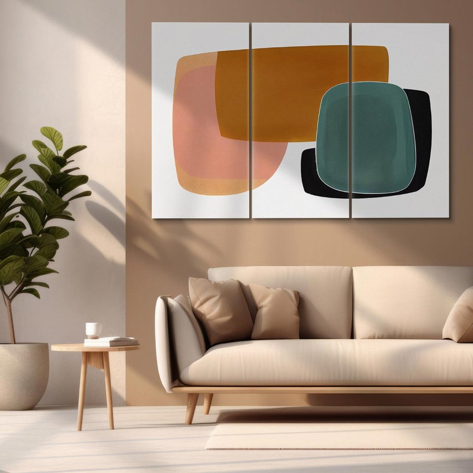 Obraz na płótnie 120x80 - Emocje w akwarelach - geometryczne dziwne kształty, turkusowy