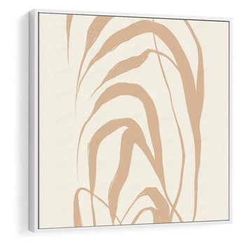 Obraz w ramie 50x50 - Formy Nowoczesności - minimalistyczny plakat, liście palmy - rama biała