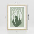 Plakat w ramie 30x40 - Zieleń Pulsującego Spokoju - zielona abstrakcja, zgaszona zieleń - rama drewno