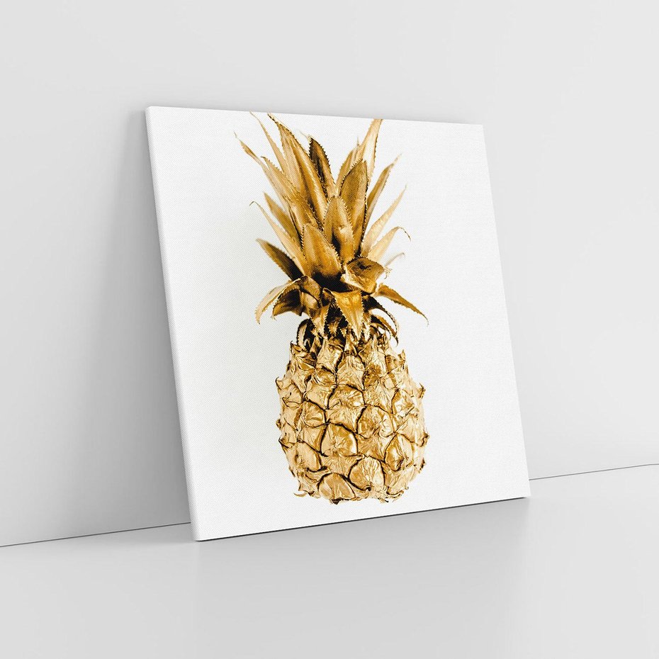 Obraz na płótnie 80x80 - Ekskluzywny Akcent - złoty, ananas