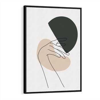 Obraz w ramie 50x70 - Przenikające Kształty - szkic jedną linią, one line - rama czarna