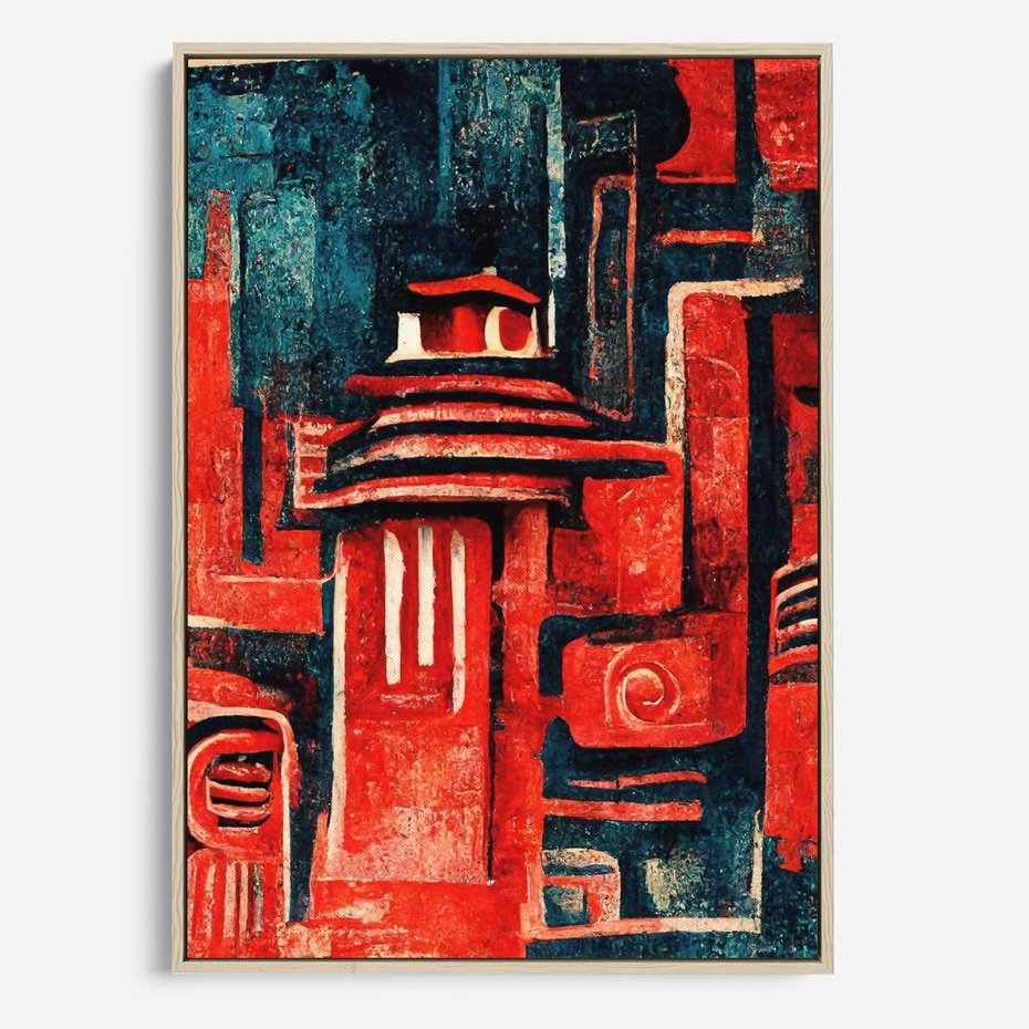 Obraz w ramie 70x100 - Mistyka Wschodnich Światów - orientalna sztuka, nawiązanie do Japonii - rama drewno