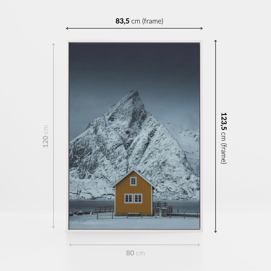 Obraz w ramie 80x120 - Urok Norweskich Domków - Skandynawia, Norwegia - rama biała
