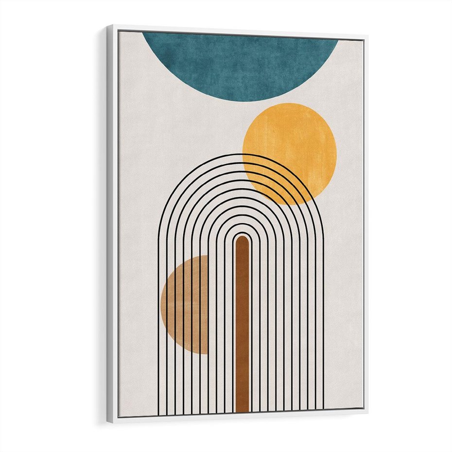 Obraz w ramie 80x120 - Wewnętrzne Labirynty Form - styl mid century, nowoczesna sztuka - rama biała
