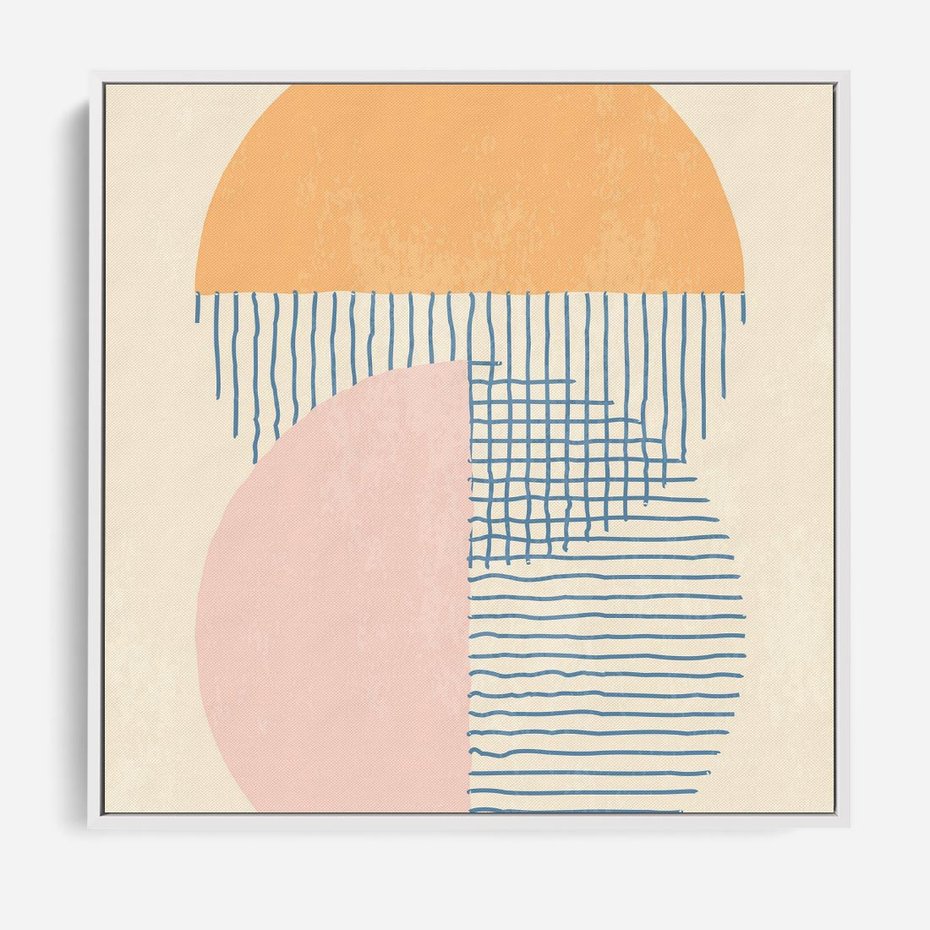 Obraz w ramie 80x80 - Migotliwe Wzory - geometryczne kształty, koła - rama biała