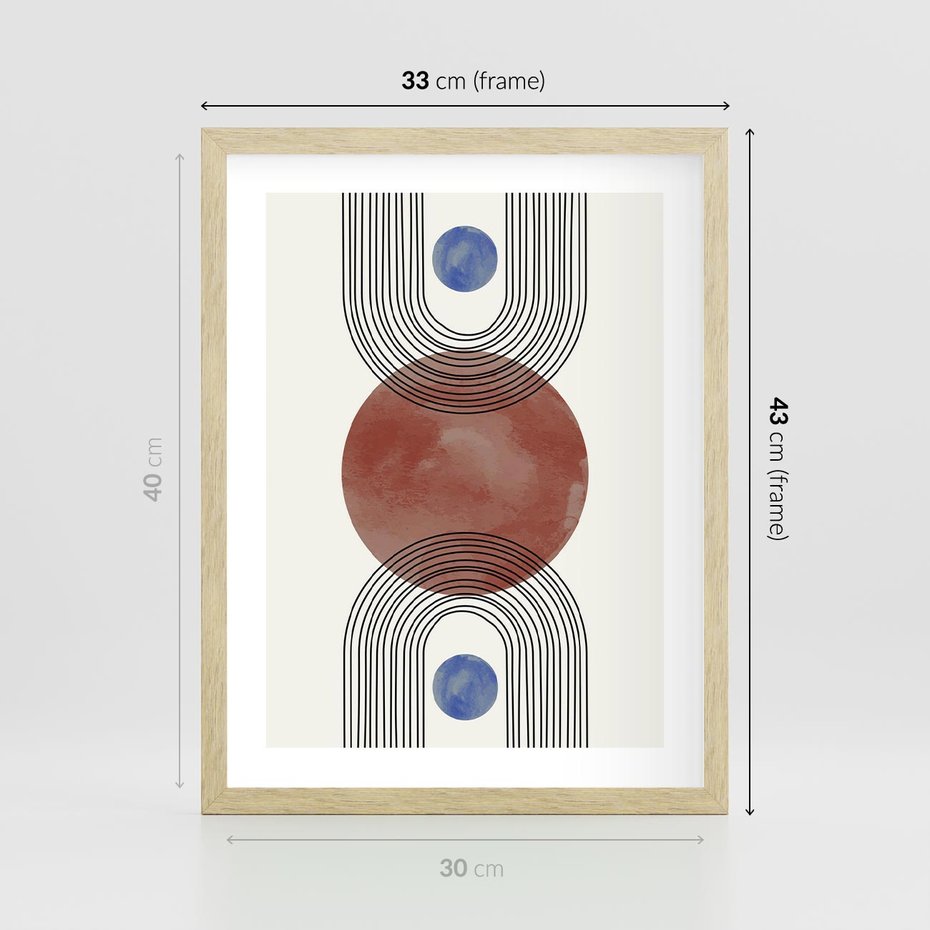 Plakat w ramie 30x40 - Księga Impulsów - nowoczesny plakat, styl midcentury - rama drewno