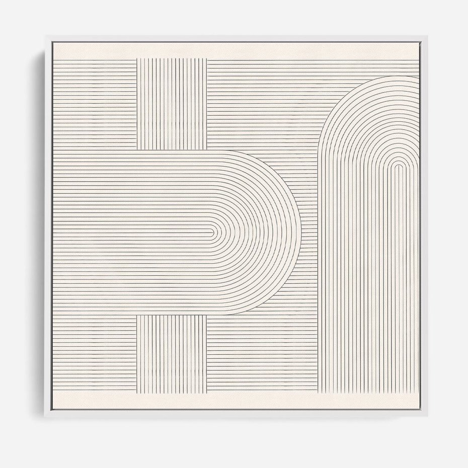 Obraz w ramie 50x50 - Geometryczna Elegancja Mid Century - mid century, minimalizm - rama biała