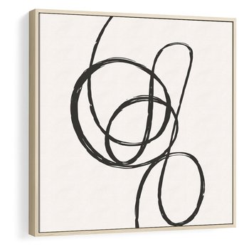 Obraz w ramie 80x80 - Migotliwa Kreatywność - abstrakcyjne szkicowane linie, minimalizm - rama drewno