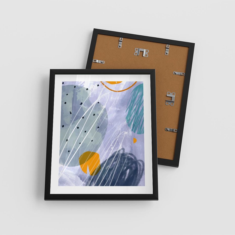 Plakat w ramie 40x50 - Pastelowe Przenikanie - abstrakcyjny plakat do młodzieżowego pokoju, granaty fiolety - rama czarna