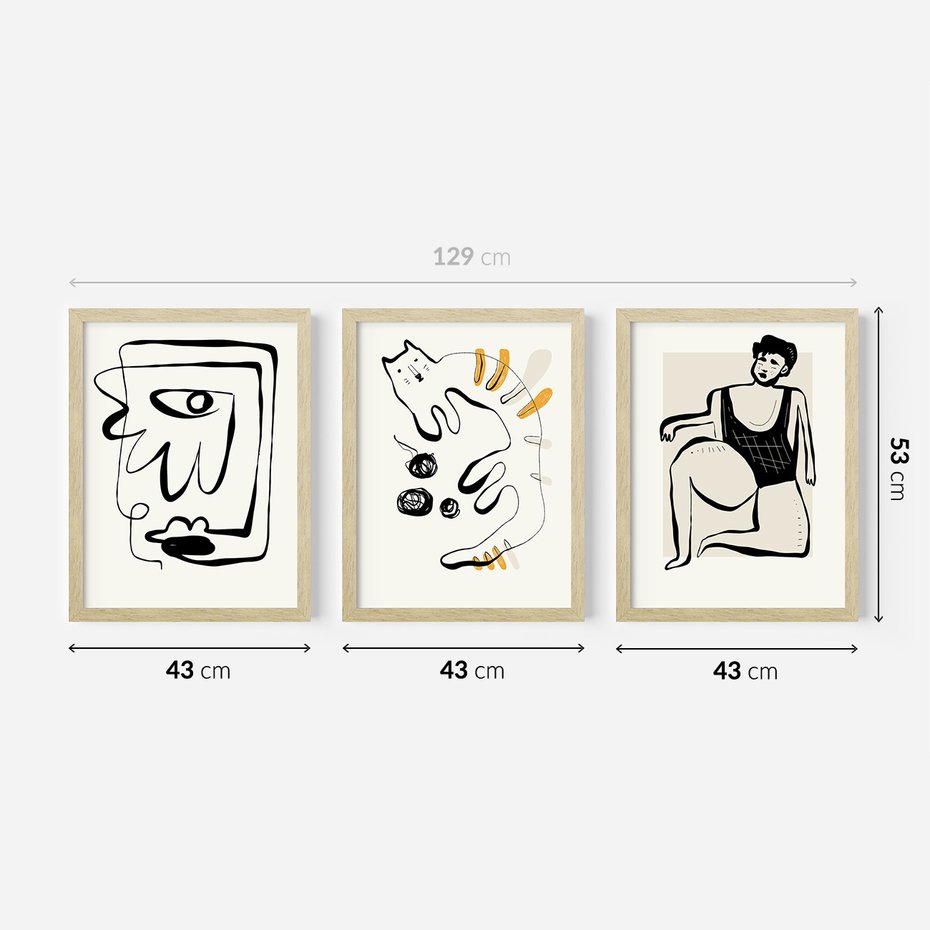 Zestaw obrazy w ramie 40x50 galeria - Abstrakcja, jak, Picasso, nowoczesny - rama drewno