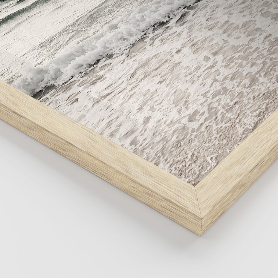 Zestaw obrazy w ramie 50x70 galeria - Plaża, morze, piasek, ślady, stóp - rama drewno