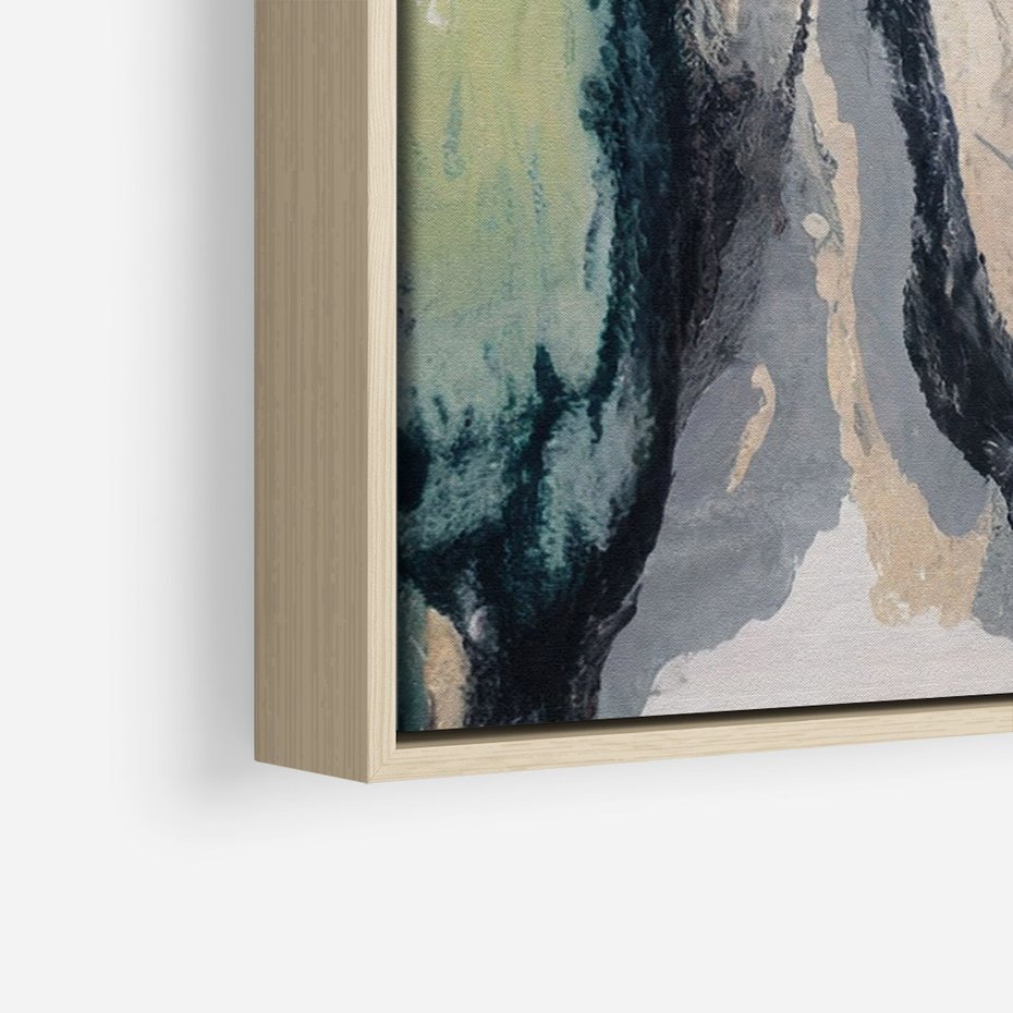 Obraz w ramie 50x70 - Sfumowane zmysły artysty - rozmyte kolory, zieleń - rama drewno