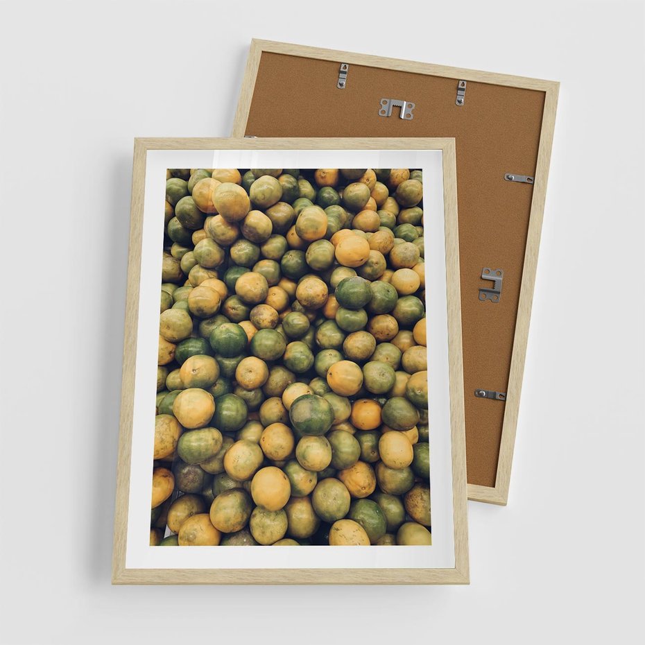 Plakat w ramie 50x70 - Świeżość Cytrusów - cytryny, limonki - rama drewno