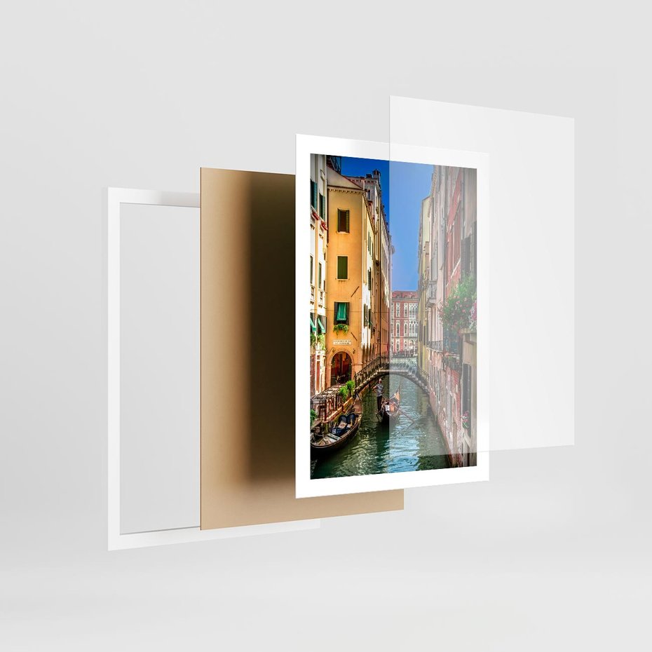 Plakat w ramie 50x70 - Romantyczna Gondola - Wenecja, gondola - rama biała