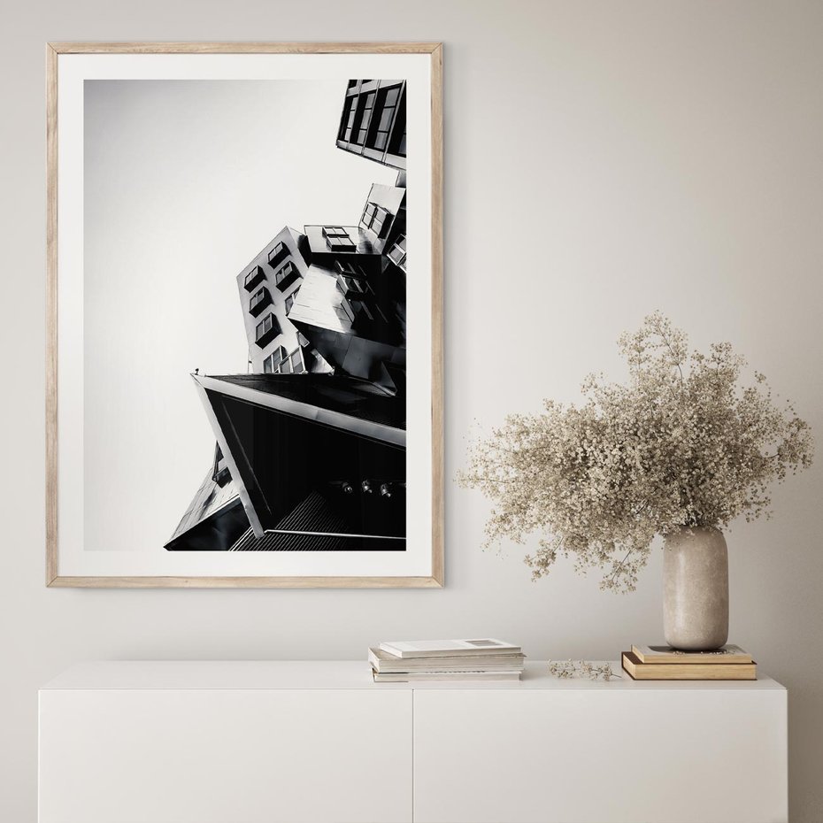 Plakat w ramie 40x50 - Czarno-Biały Świat - architeltura, surowość - rama drewno