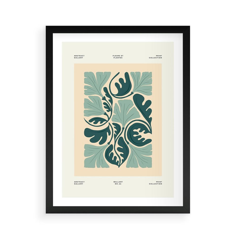 Plakat w ramie 50x70 - Podróżne Impresje - roślinne motywy, ornamenty - rama czarna