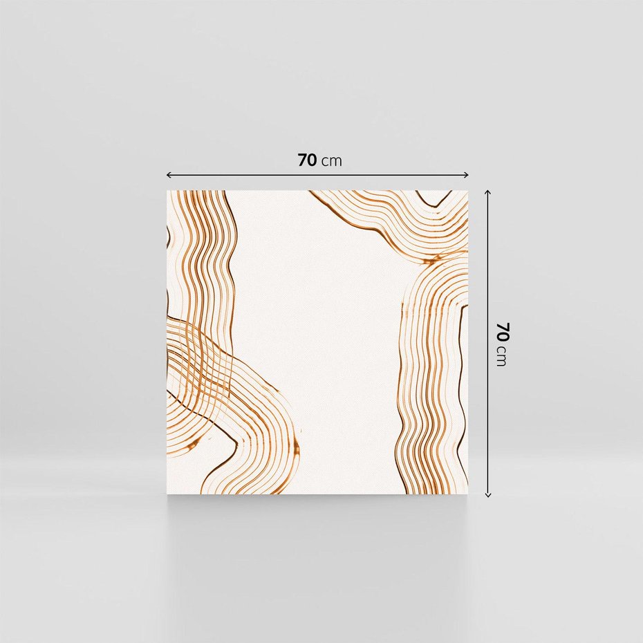 Obraz na płótnie 70x70 - Ścieżki pędzla i myśli - minimalistyczna kompozycja, abstrakcyjne brązowe linie na białym tle