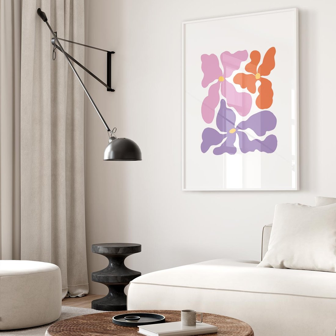 Plakat bez ramy 21x30 - Bezgraniczne Wibracje - abstrakcyjne kolorowe kwiaty, minimlizm