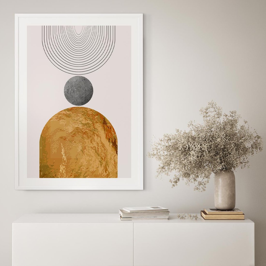 Plakat bez ramy 40x50 - Złote Półkole w Sztuce Geometrii - grafika, złote półkole