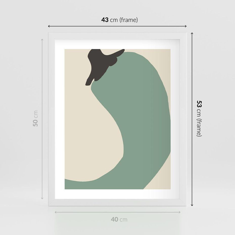 Plakat w ramie 40x50 - Granice Akwareli - abstrakcyjny minimalistyczny obraz, zielona papryczka - rama biała