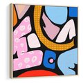 Obraz w ramie 80x80 - Kolory Komiksu - abstrakcyjne formy, komiksowy styl - rama drewno