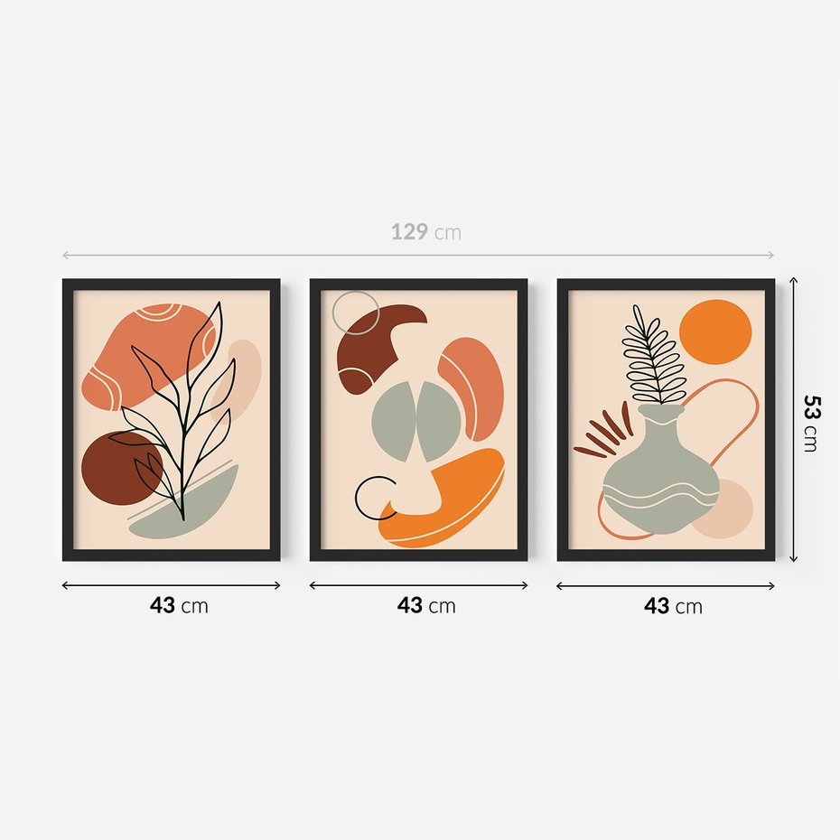 Zestaw obrazy w ramie 40x50 galeria - Abstrakcja, graficzne, kształty - rama czarna