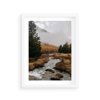 Plakat w ramie 40x50 - W Górskiej Dolinie - artystyczna fotografia, las - rama biała
