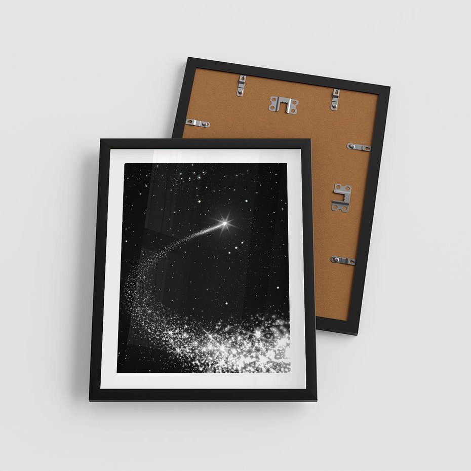 Plakat w ramie 40x50 - Kometa wśród gwiazd - kometa, gwiazdy - rama czarna