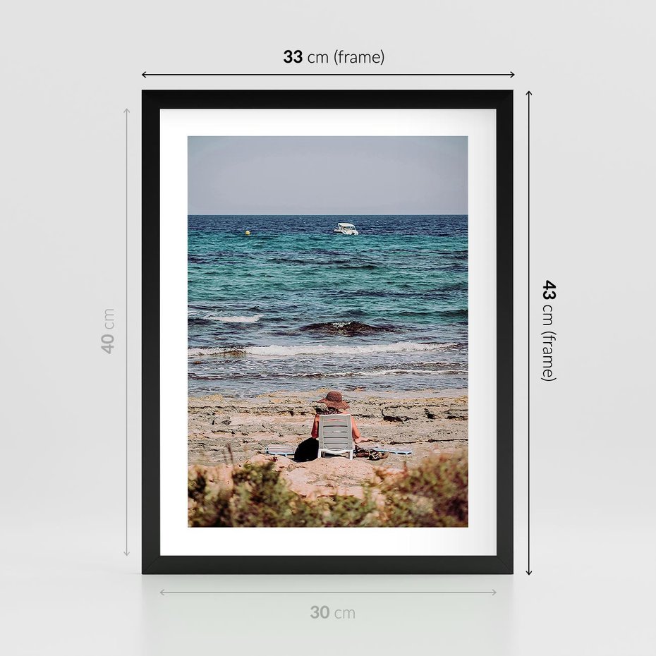 Plakat w ramie 30x40 - Relaks na Plaży - wakacje, plaża - rama czarna
