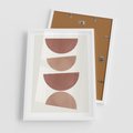 Plakat w ramie 50x70 - Abstrakcyjne Widzenia - abstrakcyjne geometryczne kształty, odcienie brązu i beżu - rama biała