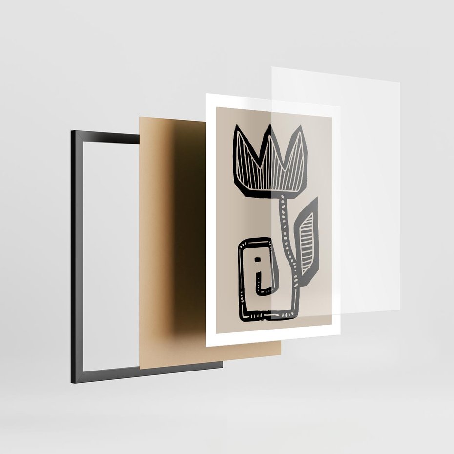 Plakat w ramie 50x70 - Migotliwa Symfonia Kwiatu - kwiat, nowoczesna grafika - rama czarna