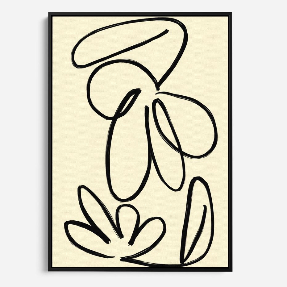 Obraz w ramie 50x70 - Złamane Granice - abstrakcyjna sztuka, przypominająca kwiat - rama czarna