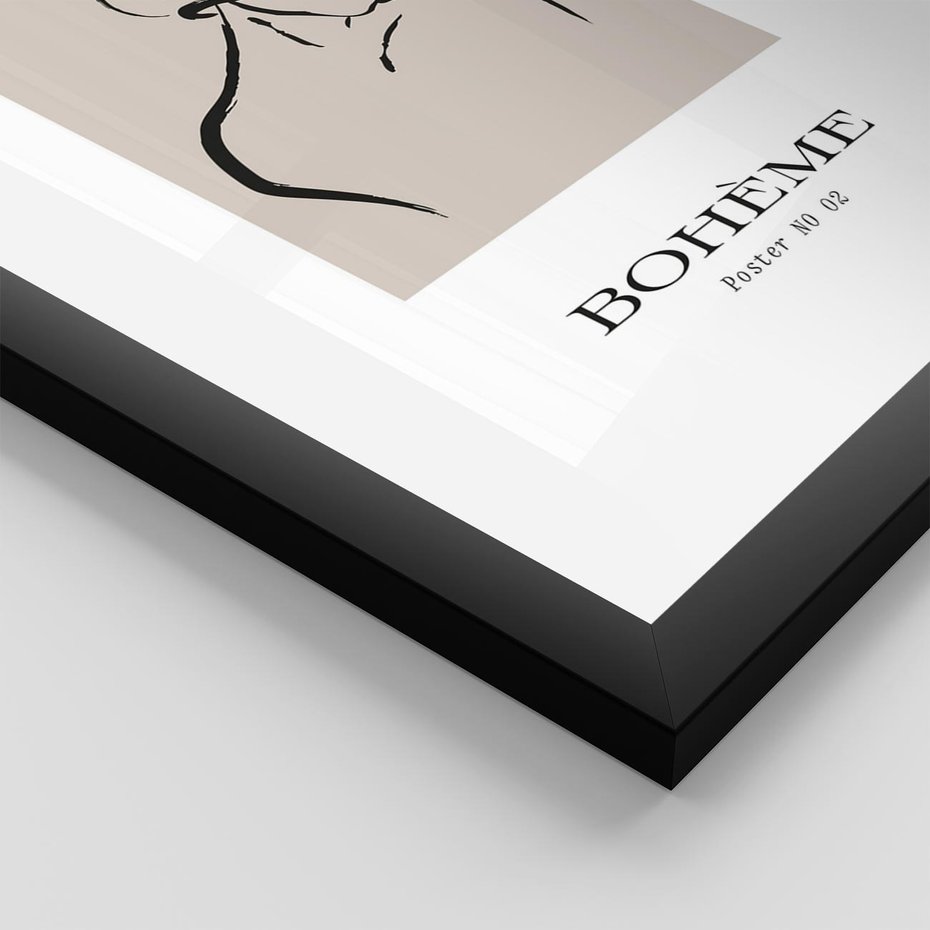 Plakat w ramie 50x70 - Echa Nieznanych Konturów - boho plakat, typografia - rama czarna