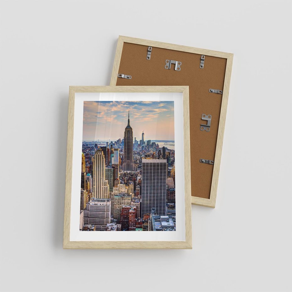 Plakat w ramie 30x40 - Manhattan - Wieżowce Nowego Jorku - Manhattan, Nowy Jork - rama drewno