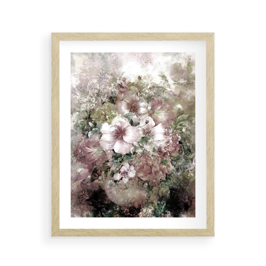 Plakat w ramie 40x50 - Piękno natury na płótnie - kwiaty, olejne - rama drewno