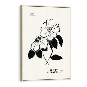 Obraz w ramie 50x70 - Poezja kwiecistej kreski - kwiaty, minimalistyczne - rama drewno