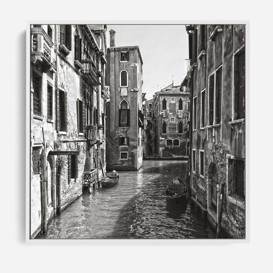 Obraz w ramie 50x50 - Zabłądzić w Wenecji - wenecja, kanały - rama biała