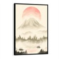Obraz w ramie 50x70 - Przyroda Japonii - japońska akwarela, góry - rama czarna