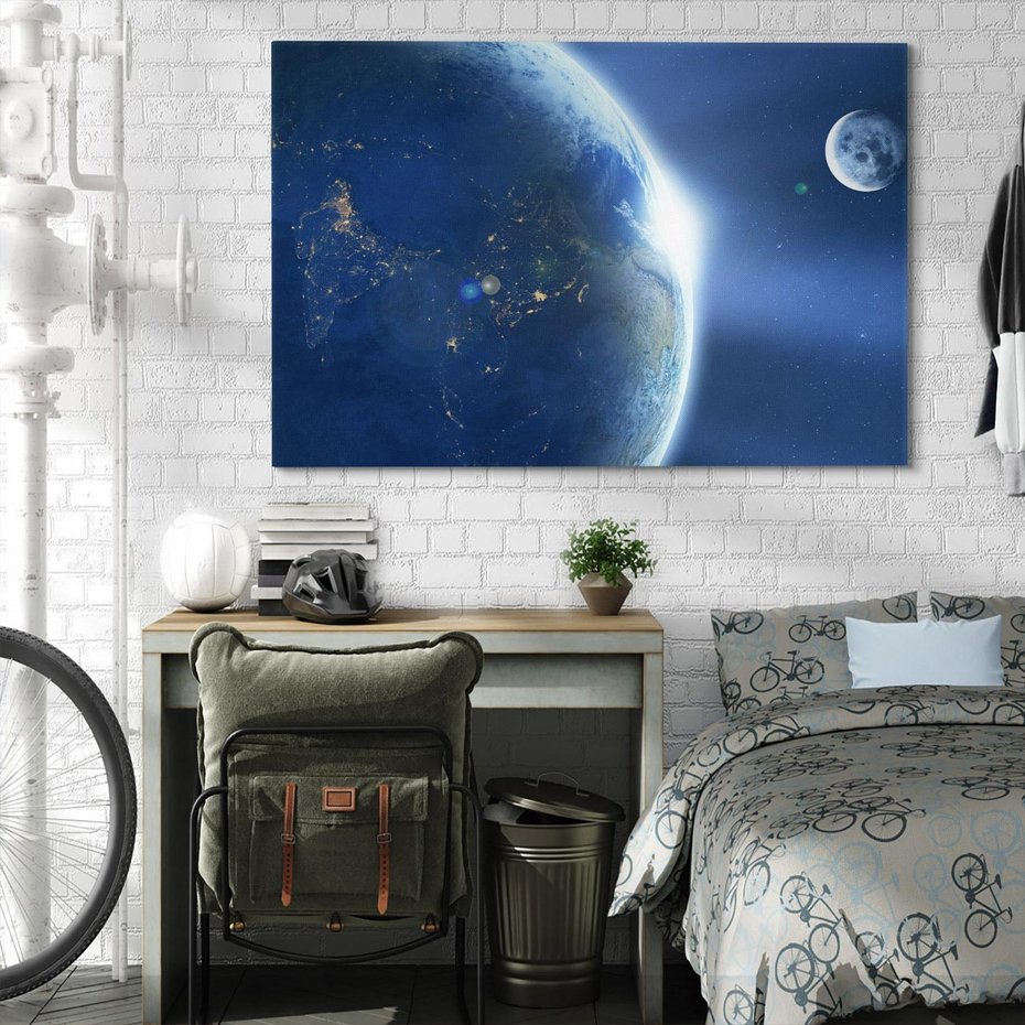 Obraz na płótnie 120x80 - Spotkanie księżyca i Ziemi - księżyc, ziemia