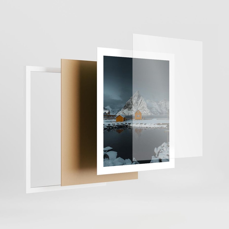 Plakat w ramie 40x50 - Minimalizm i Urok Natury - skandynawskie, domki - rama biała