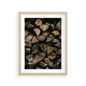 Plakat w ramie 30x40 - Piękno Prostej Formy - drewno, kłody - rama drewno