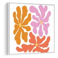 Obraz w ramie 50x50 - Rozbijające Refleksje - abstrakcyjne kolorowe kwiaty, minimlizm - rama biała