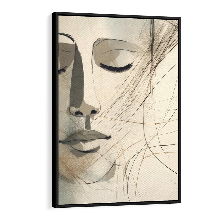 Obraz w ramie 70x100 - Tylko Zamknij Oczy - twarz kobiety, zamknięte oczy - rama czarna