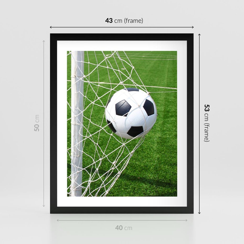 Plakat w ramie 40x50 - Namiętność Piłki i Gola - piłka nożna, gol - rama czarna