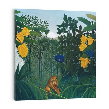 Obraz na płótnie 80x80 - "Uczta Lwa" (1907) Henri Rousseau - Reprodukcja - reprodukcja, obraz na płótnie
