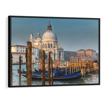 Obraz w ramie 70x50 - Urok Wenecji - fotografia, przystań w Wenecji - rama czarna