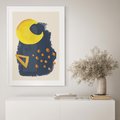 Plakat bez ramy 21x30 - Migocące Nocne Barwy - abstrakcyjna akwarelowa plama, granatowa