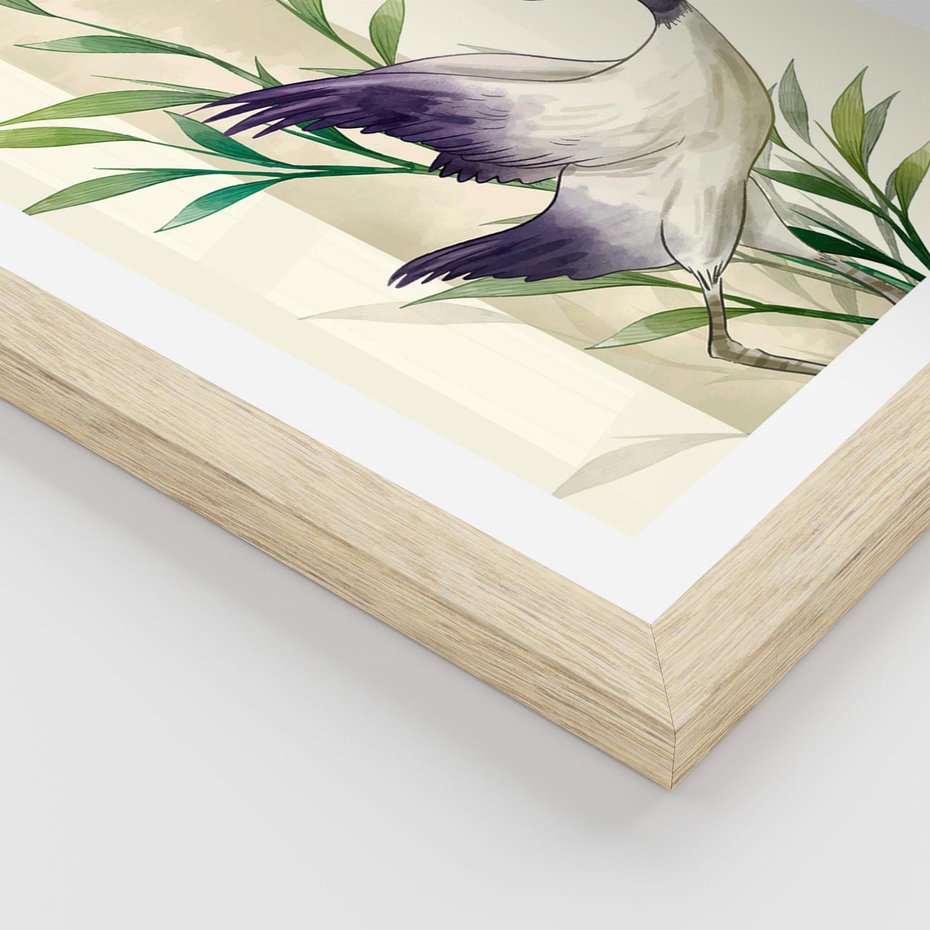 Plakat w ramie 40x50 - Migocące Ptaki - japońska sztuka, ptak - rama drewno