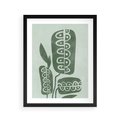 Plakat w ramie 40x50 - Nurtująca Zieleń - abstrakcyjny zielony motyw, skandynawski design - rama czarna