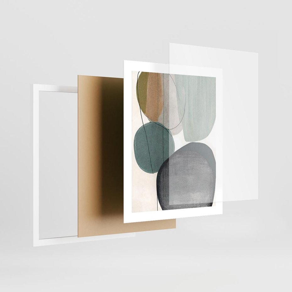 Plakat w ramie 40x50 - Plama za Plamą - abstrakcyjny obraz olejny, plamy - rama biała